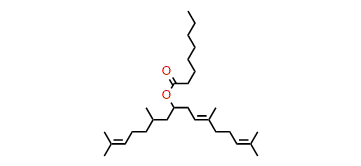 (E)-2,6,11,15-Tetramethyl-2,10,14-hexadecatrien-8-yl octanoate